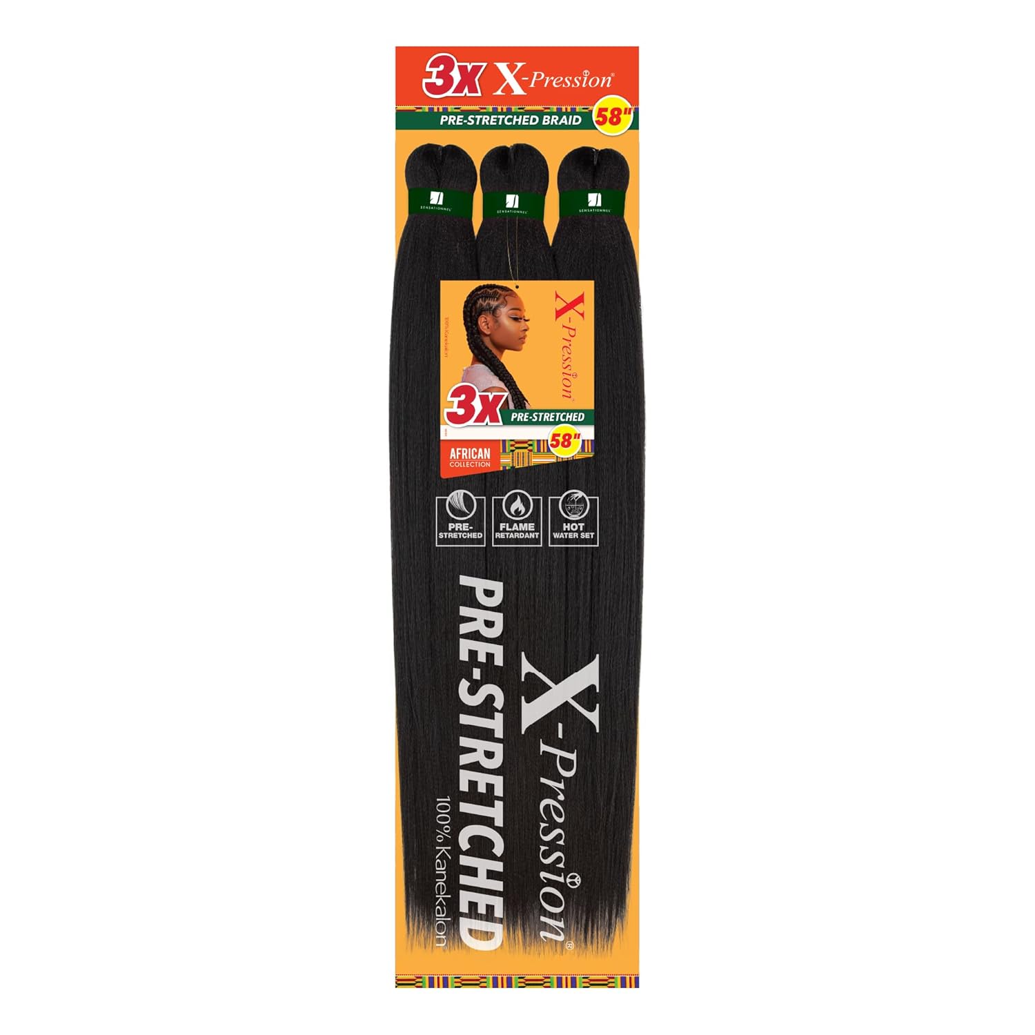 Sensationnel X-pression prestretched braiding hair - 3x braid 58 inch all kanekalon flame retardant synthetic braid for box braids and twists