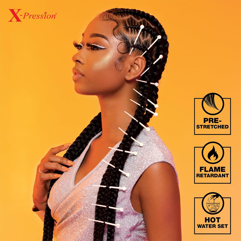 Sensationnel X-pression prestretched braiding hair - 3x braid 58 inch all kanekalon flame retardant synthetic braid for box braids and twists